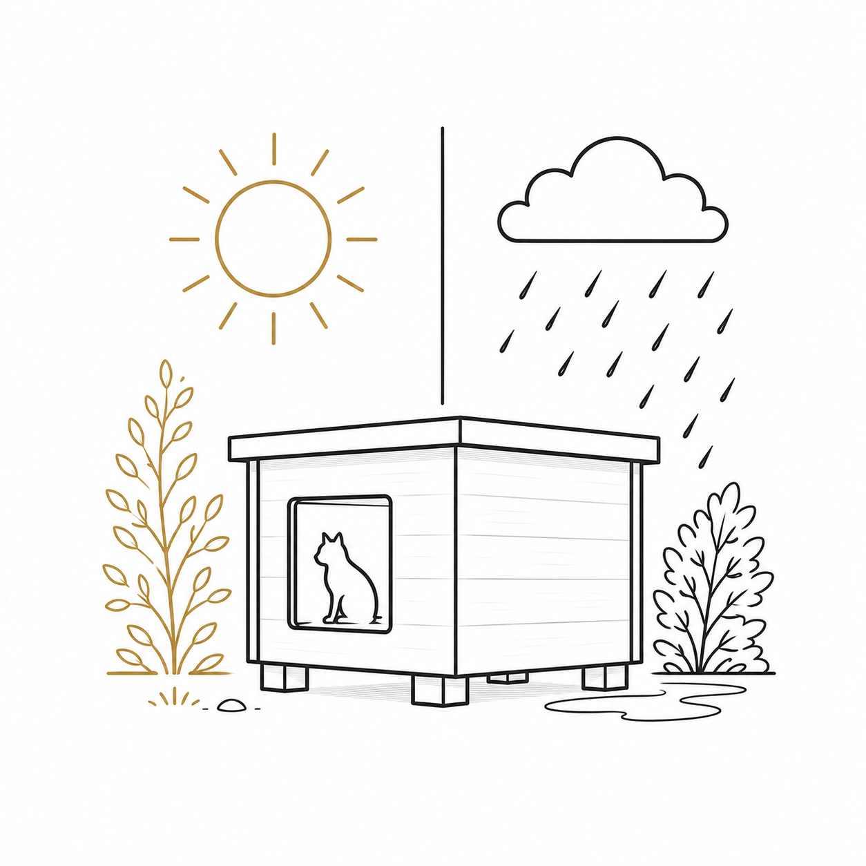 Wetterfestes Outdoor-Katzenhaus für die ganzjährige Nutzung bei jeder Witterung.